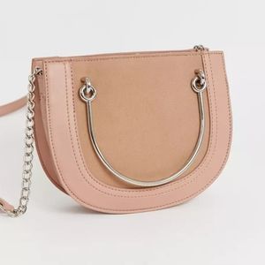 Warehouse pink crossbody bag w/ metal handle